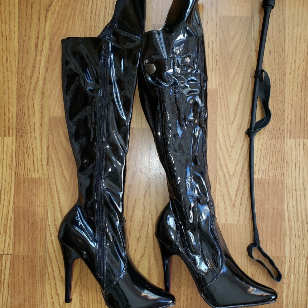 SEXY N NAUGHTY knee high crop boots